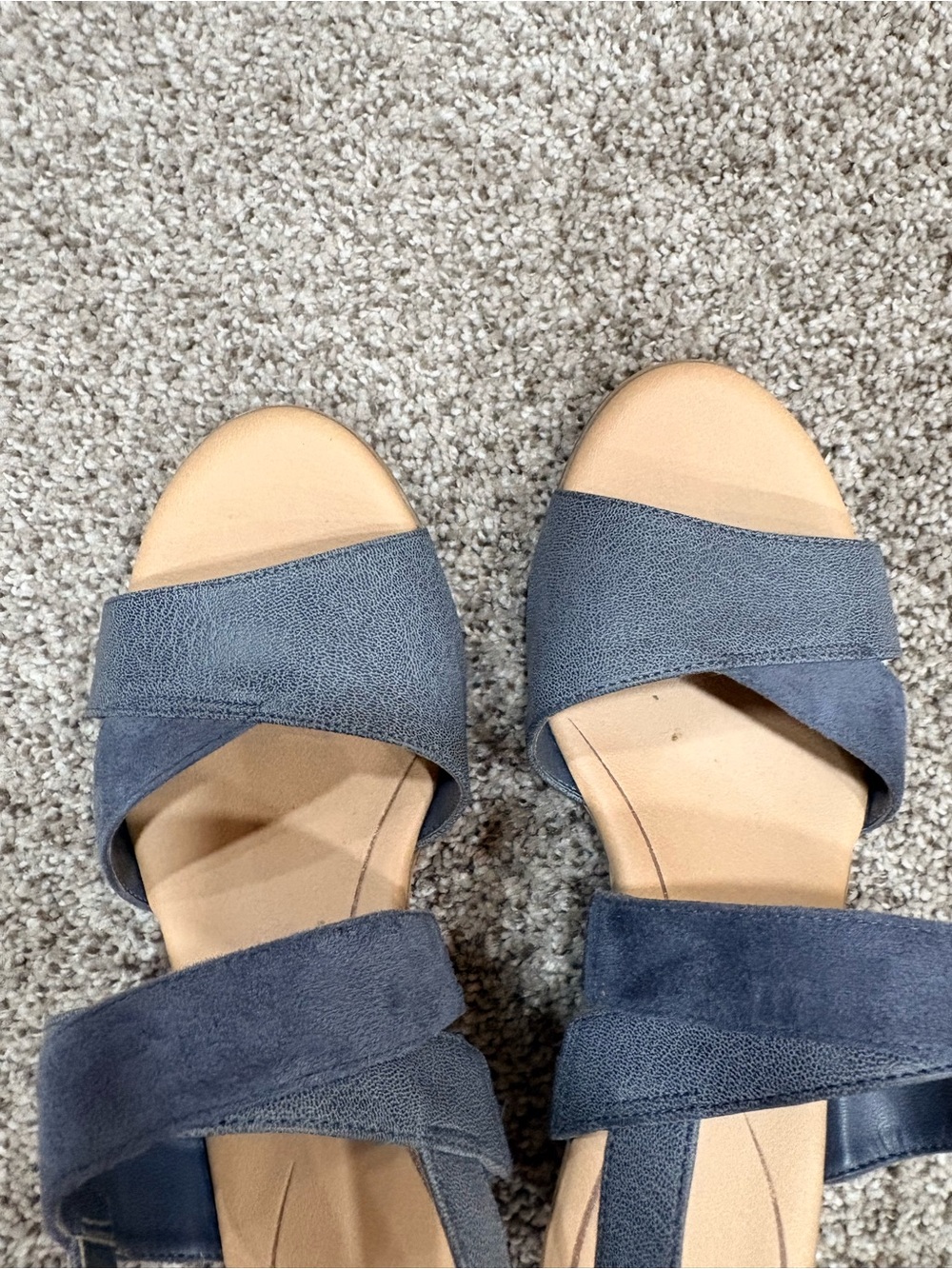 Dr Scholl’s Grace Women's Suede Strappy Wedge Sandal - Gray Blue - Picture 6 of 12